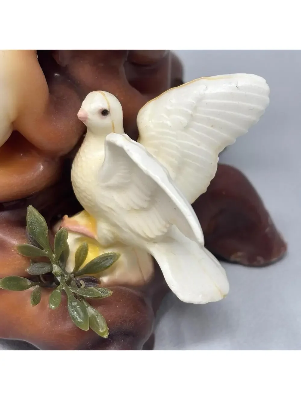 VTG Trunk Stump Candle MCM 70's Molded Wax Tree Middle Earth Woodland Doves 6.5